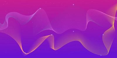 abstract flying particles on wave line. beautiful magenta abstract illustration background. pink blue futuristic gradient overlay. photo
