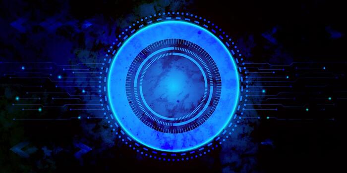 Abstract technology background Hi-tech communication concept innovation background. Globe network hologram with blue background. Binary stream. photo