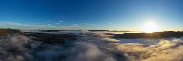 Panoramic view of the bay in Lake George, New York at dawn. photo