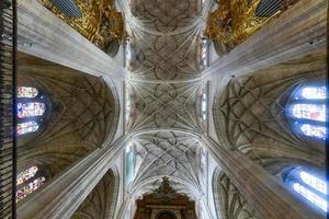 Segovia, Spain - Nov 27, 2021, Ancient architecture ceiling of Cathedral of Segovia interior view in Spain. photo