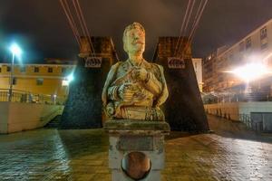 Bust of Alberto de Palacio, architect of the suspension bridge in front of his creation Las Arenas Areeta Getxo Basque Country Spain photo