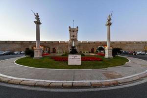 Cadiz, Spain - Dec 5, 2021, Wall of Earth in the Plaza of the Constituion in Cadiz, Spain. photo