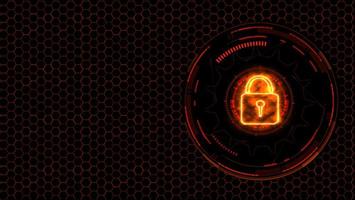 Quantum cryptography security lock matrix technology hexagon wire animation red theme photo