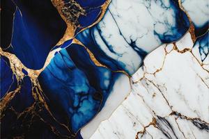 Elegant Blue, White, and Gold Marble Texture for high-end designs. Stunning image for website backgrounds, social media posts, and more. Bold, sleek patterns with luxurious color palette. photo