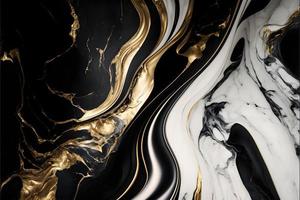 Elegant black, white, and gold marble background texture for use in design projects photo