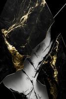 Elegant black, white, and gold marble background texture for use in design projects photo
