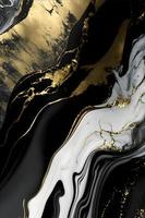 Elegant black, white, and gold marble background texture for use in design projects photo