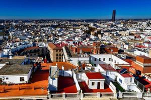 Aerial panoramic view of the city of the Tower of Seville in Seville, Spain. photo