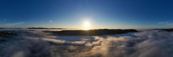 Panoramic view of the bay in Lake George, New York at dawn. photo