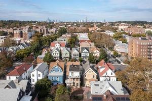 New York - Oct 23, 2021, Aerial streetscape view long Ocean Parkway in Brooklyn, New York. photo