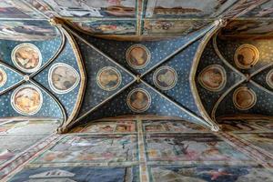 Bolzano, South Tyrol, Italy - Aug 13, 2021, Dominican Church, frescoes on the vault in Bolzano Italy. photo