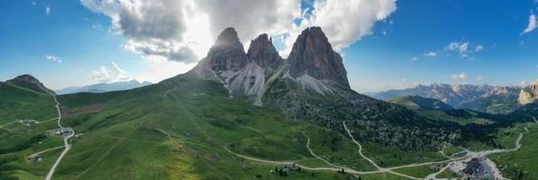 Sella Towers Mountain Range in the Dolomites of South Tyrol, Italy. photo