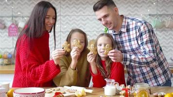 Happy family bake cookies for Christmas video