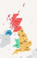 unido Reino país mapa con región nombres vector