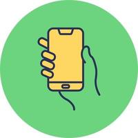 Hands holding mobile phone Vector Icon