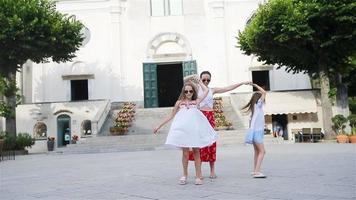 Adorable little girls and young mother have fun video