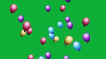 färgrik ballong flygande i grön skärm video