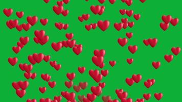 schön Herzen Animation im Grün Bildschirm Video, Herzen fliegend Video zum Valentinstag Tag und Hochzeit Hintergrund