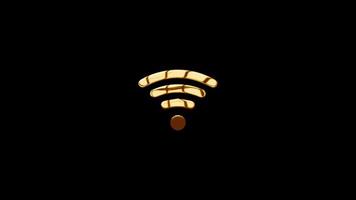 Animated wifi symbol, golden color, perfect for your vlog. alpha chanel video
