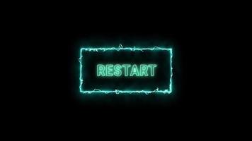 restart neon green glowing text animation green frame on black background video