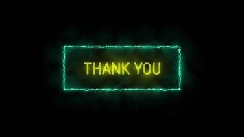 thank you neon yellow glowing text animation green frame on black background video