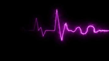 neon effetto battito cardiaco linea senza soluzione di continuità looping video su nero sfondo.
