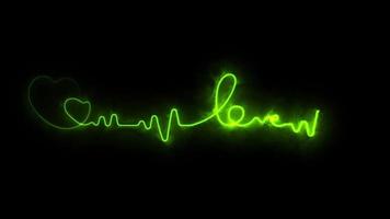 Neon- bewirken Herzschlag Linie nahtlos Schleifen Video auf schwarz Hintergrund.