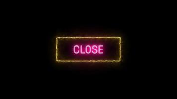 close neon pink glowing text animation yellow frame on black background video