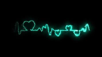 neón efecto latido del corazón línea sin costura bucle vídeo en negro antecedentes. video
