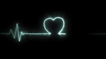 Neon effect heartbeat line seamless looping video on black background.