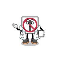 Cartoon mascot of no thru movement road sign doctor vector