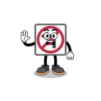 no left turn road sign cartoon illustration doing stop hand vector