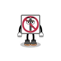 no thru movement road sign cartoon couple with shy pose vector