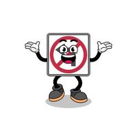 no left turn road sign cartoon searching with happy gesture vector