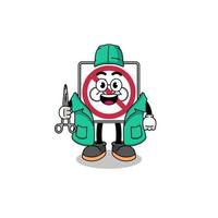 Illustration of no bicycles road sign mascot as a surgeon vector