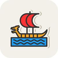 Viking Ship Vector Icon Design