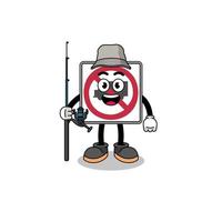 Mascot Illustration of no trucks road sign fisherman vector