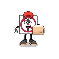 no thru movement road sign mascot cartoon as an courier vector