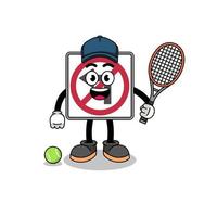 no left turn road sign illustration as a tennis player vector