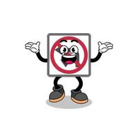 no left or U turn road sign cartoon searching with happy gesture vector