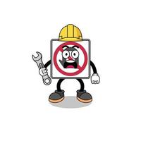 Character Illustration of no U turn road sign with 404 error vector