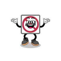 no trucks road sign cartoon searching with happy gesture vector