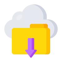 An icon design of cloud folder download vector