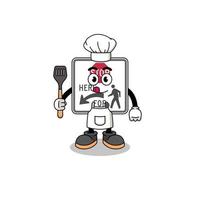 Mascot Illustration of stop here for pedestrians chef vector