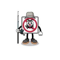mascota ilustración de No tu giro la carretera firmar pescador vector
