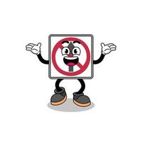 no thru movement road sign cartoon searching with happy gesture vector