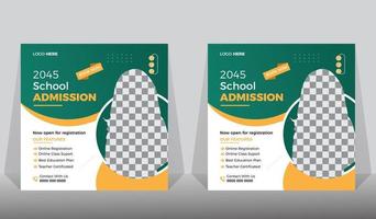 School admission social media post template,  education school web banner. vector