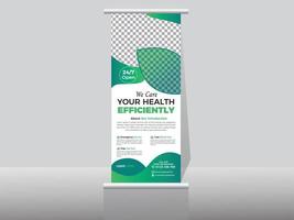 Elegant medical health care rollup banner template, Design. vector