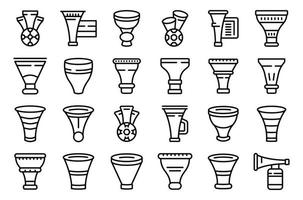 Vuvuzela icons set outline vector. South Africa vector