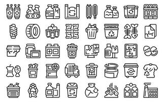 Waste sorting icons set outline vector. Garbage sorting vector